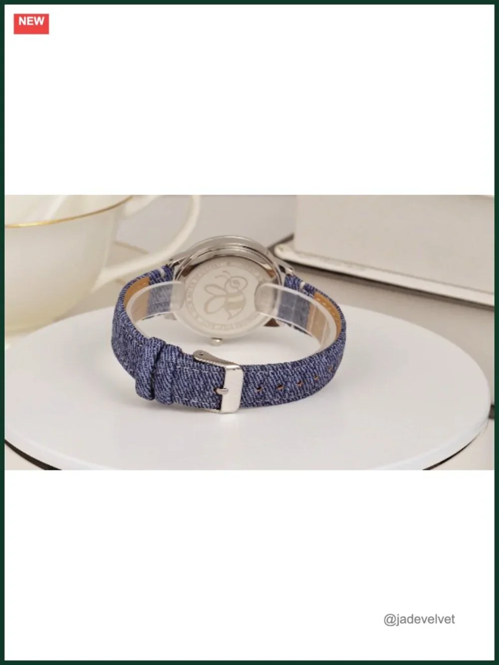 Bisley Women's Analog Watch Roman Numerals Denim Leather Strap Water Resistant